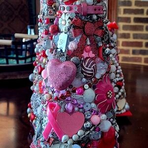 18 incch tall Valentines Tree, handmade with Deconstructed Jewelry